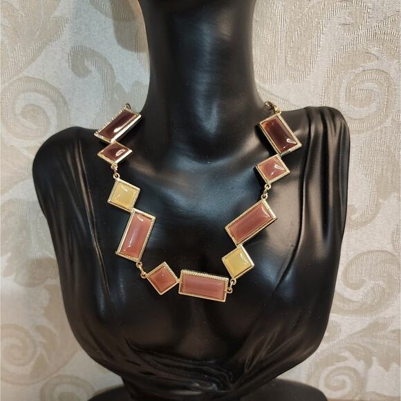 LYDELL NYC VINTAGE 1980s MULTICOLOR GEOMETRIC STATEMENT NECKLACE NEW - Picture 7 of 14